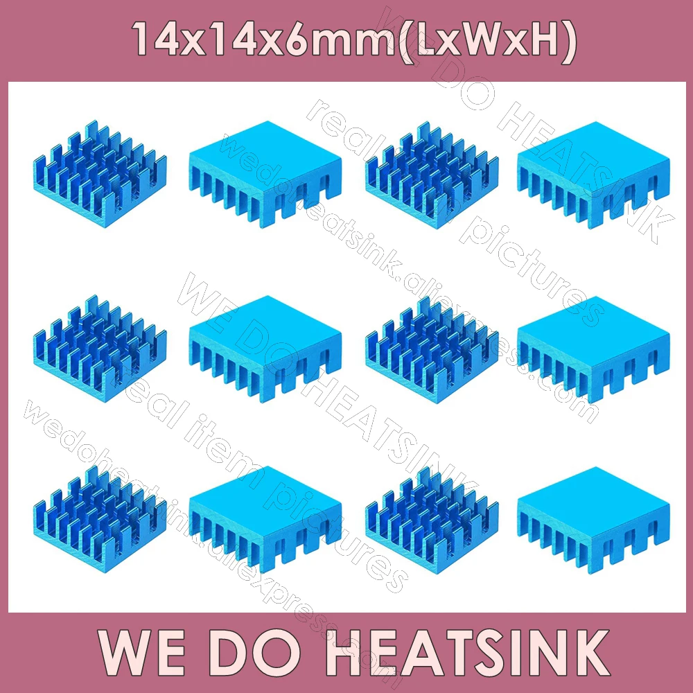 

WE DO HEATSINK 14x14x6mm Without or With Thermal Pad Blue Aluminum Heatsink For Electronic Chip IC 3D Printer Raspberry Pi SSD