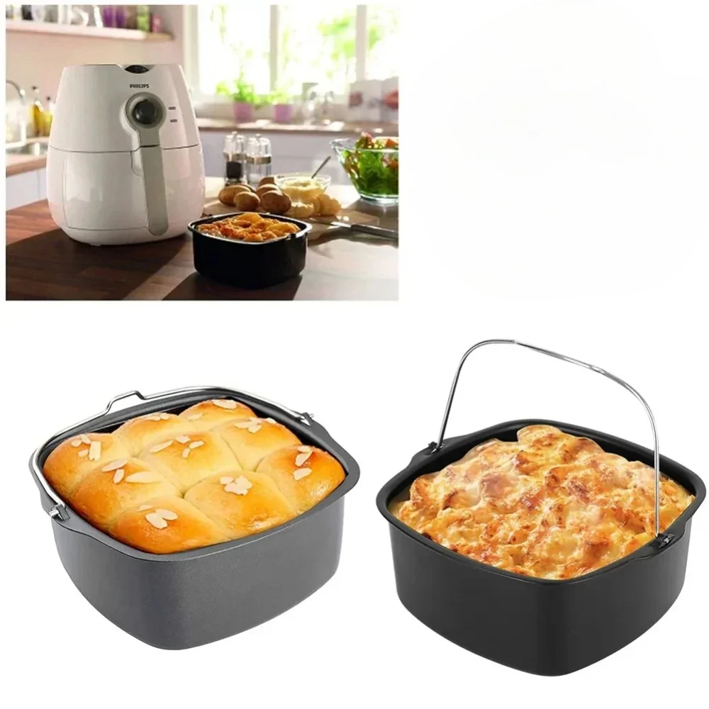 Air Fryer Non-stick Cake Baking Tray Basket for Philips Baking Dish Pan Air Fryer Kitchen Airfryer Accessories Baking Basket