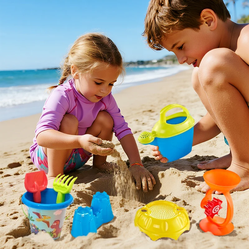 

7pcs/set Multi-colours Available with PVC Packaging Beach Toys Sets Dredging Sand Playing Tools Outdoor Toys Gifts for Kids