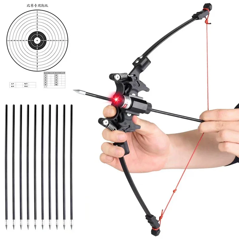 12 LBS Mini Recurve Bow Laser Aiming Composite Bow Foldable Spring Bow Indoor and Outdoor Competitive Shooting Sports Package