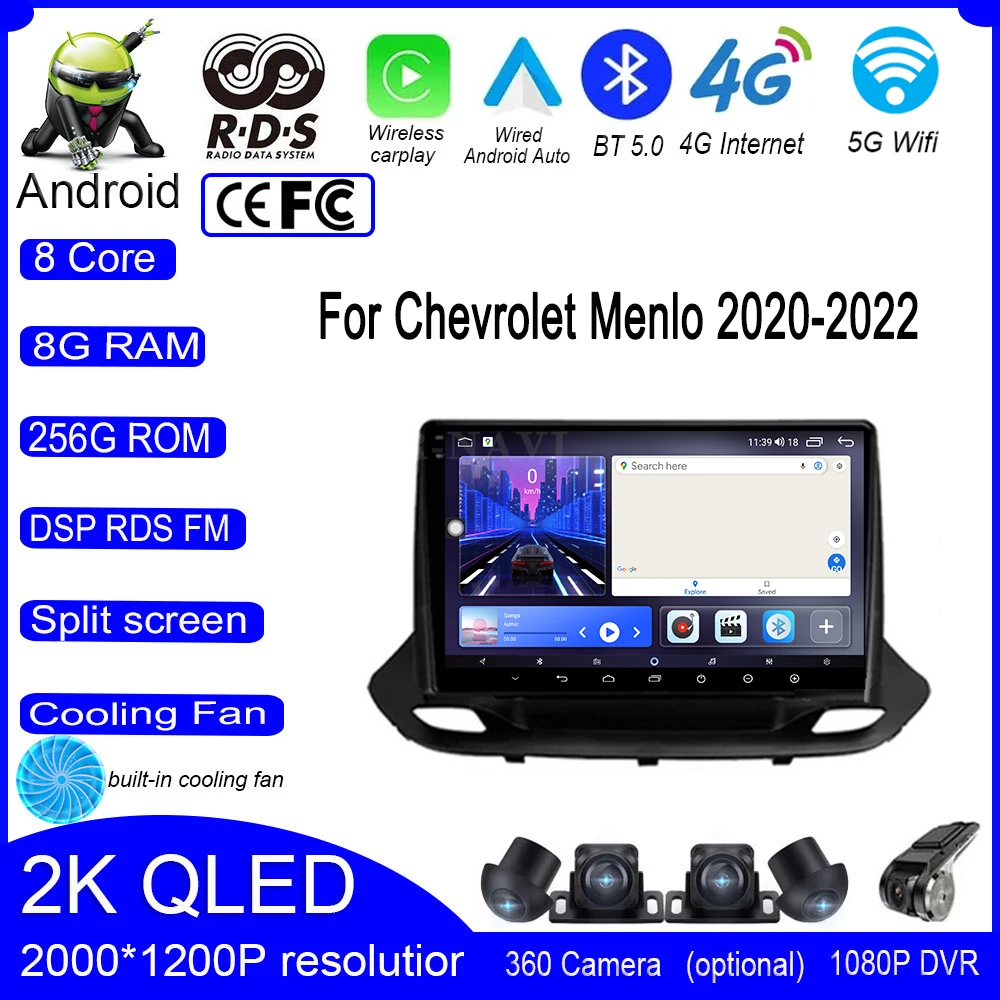 

9 lnch Android 14 For Chevrolet Menlo 2020 2021 2022 QLED 4G+Wifi Stereo DSP Car Radio Video Navigation GPS Auto Multimedia