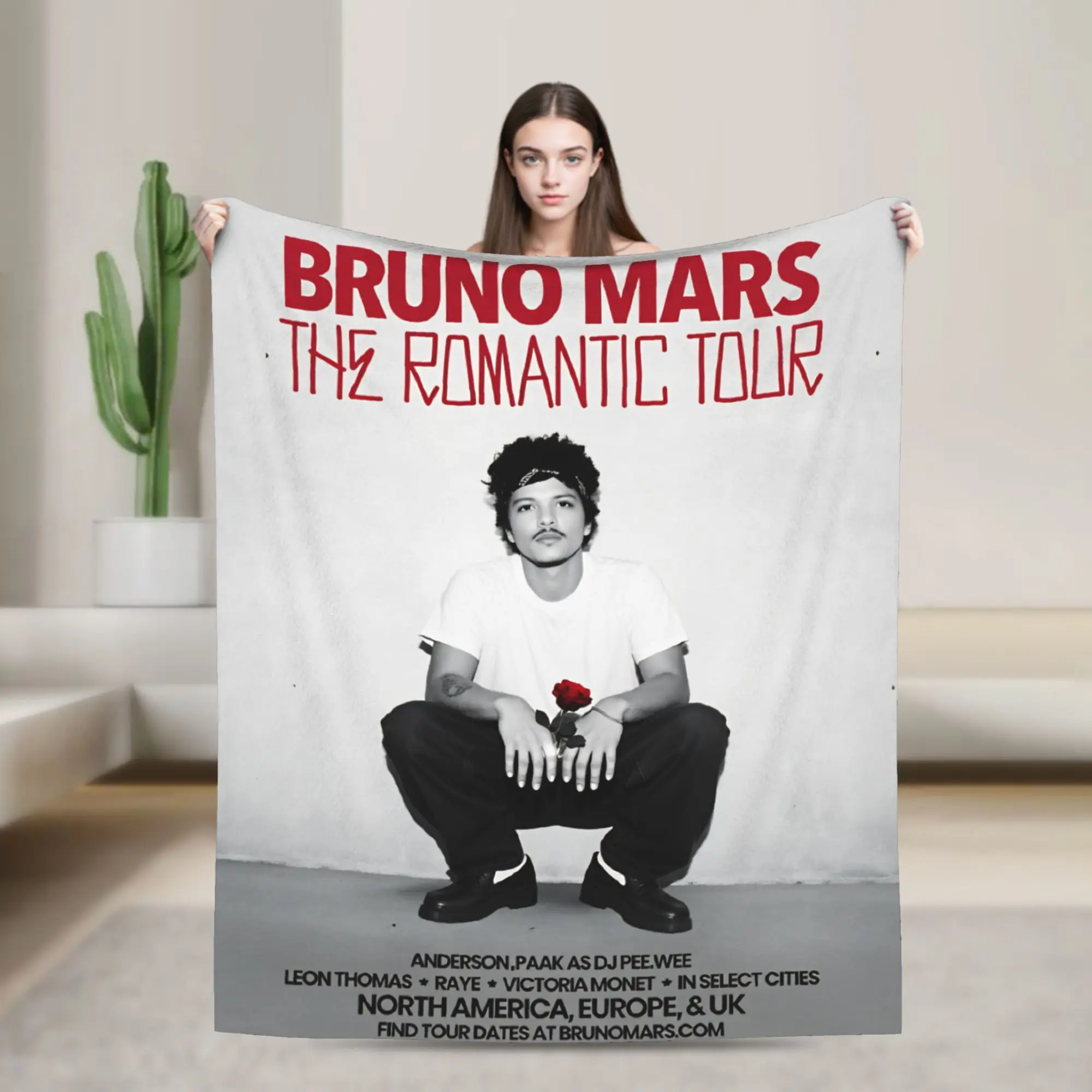 Bruno Mars The Romantic Blankets  Soft Print Plush Throw Blanket For Outdoor Travel Office Flannel Bedspread Bed Cover