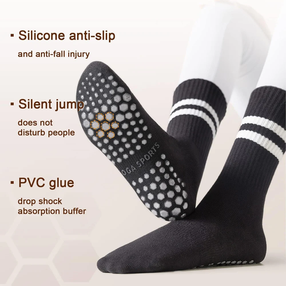 Mid-tube Women Yoga Socks Cotton Professional Non-slip Silicone Indoor Fitness Socks Floor Socks Dance Pilates Sports Socks