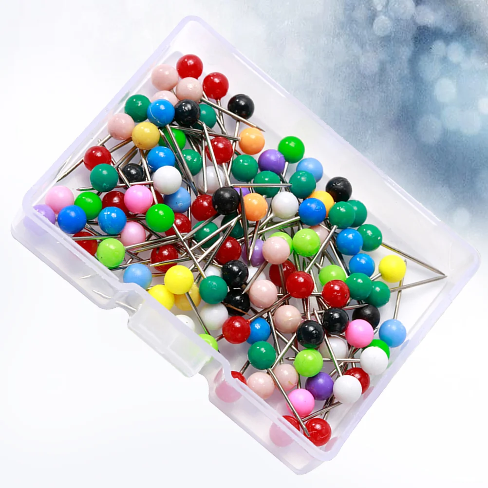 100 pz/scatola 4MM Set Da Cucire FAI DA TE Colorato di Plastica Perla Sfera Testa Dritto Accessori di Abbigliamento Ago per la Decorazione Artigianale Dressma