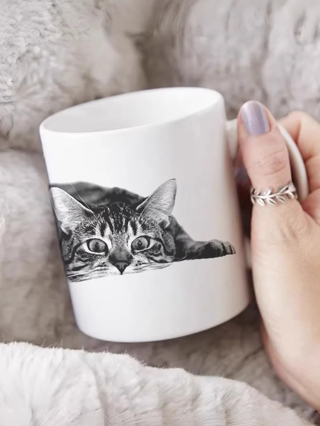 かわいい怠惰な猫のセラミックマグカップ、朝食用コーヒーカップ、オフィスカップル用ウォーターカップ、クリエイティブデザイン、保温性、片耳ハンドル
