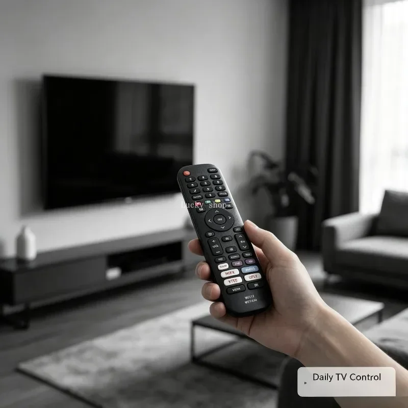 Telecomando portatile per smart TV Hisense, con pulsanti reattivi che sostituiscono i telecomandi originali danneggiati.