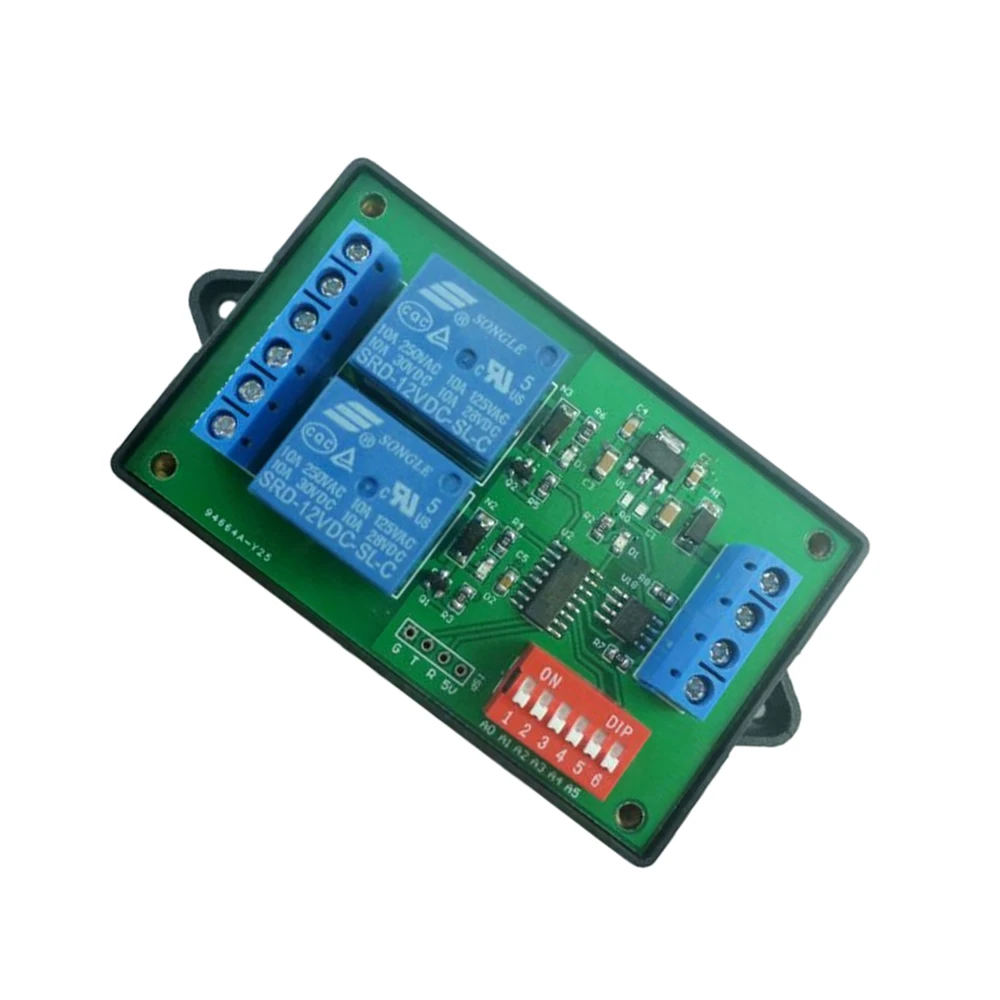 CE035_S 2 Channel RS485 Relay 12V Switch Board Modbus POLL AT command PLC for PTZ Camera Electric Door Water Pump LED with Shell