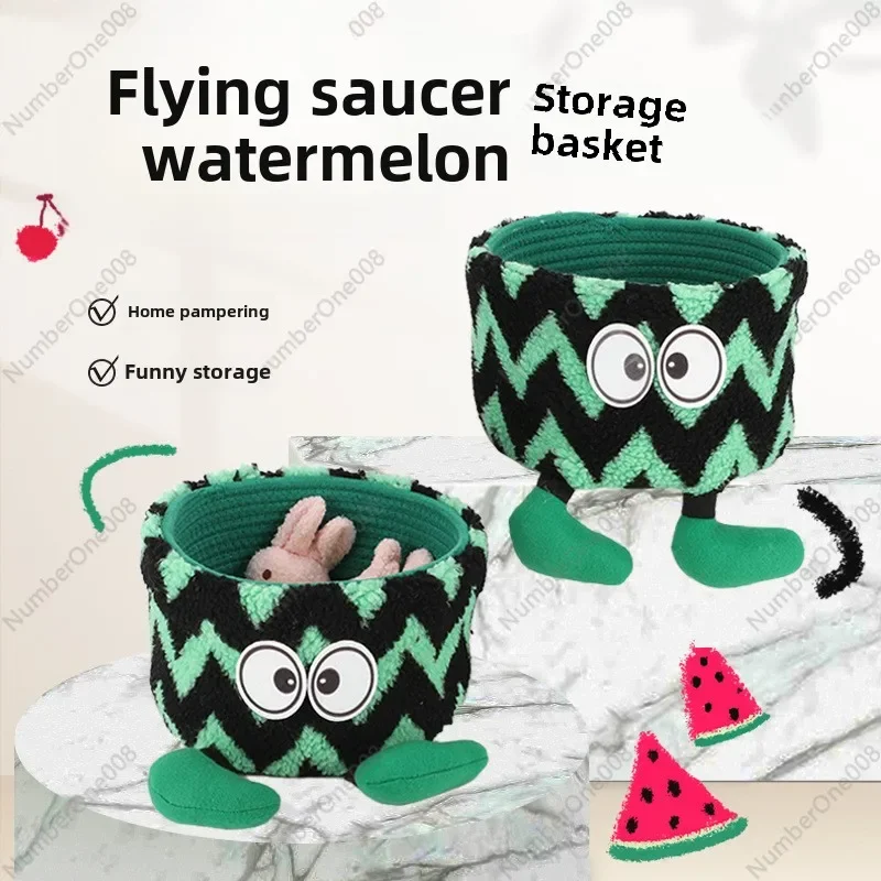 

Корзина для хранения арбузного эльфа, креативная настольная игрушка, тканая корзина для хранения, детская домашняя корзина с отделкой в мультяшной форме