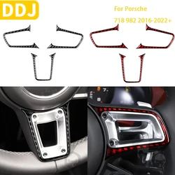 For Porsche Boxster Cayman 718 982 2016-2022 Car Outside Steer Wheel Trim Sticker Carbon Fiber Interior Car Accessories LHD RHD