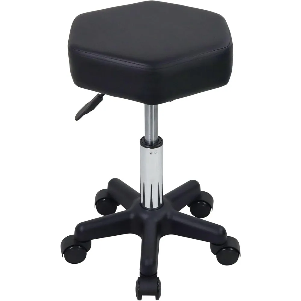 

Hexagon Rolling Stool Height Adjustable Stool with Wheels for Spa Salon Massage