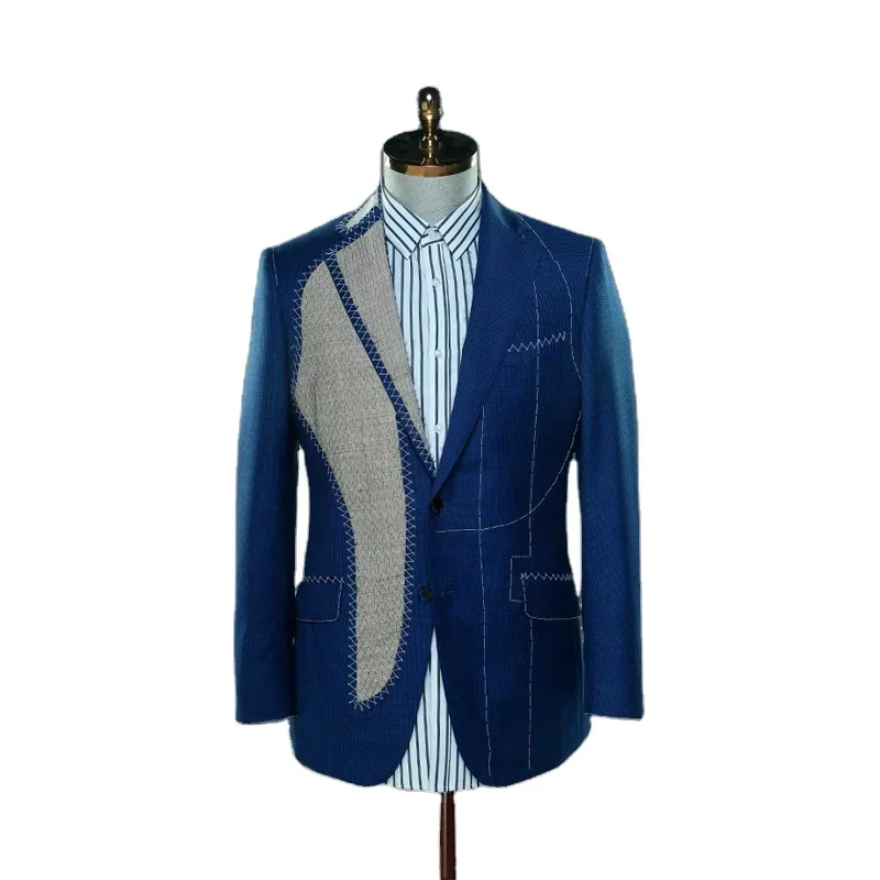 Advanced customization business man suit full canvas slim fit wool  fabric men's suits & blazer