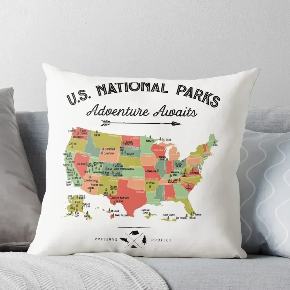 National Park Map Vintage T Shirt - All 63 National Parks Gifts T-shirt Men Women Kids Throw Pillow Decorative pillowcase pillow