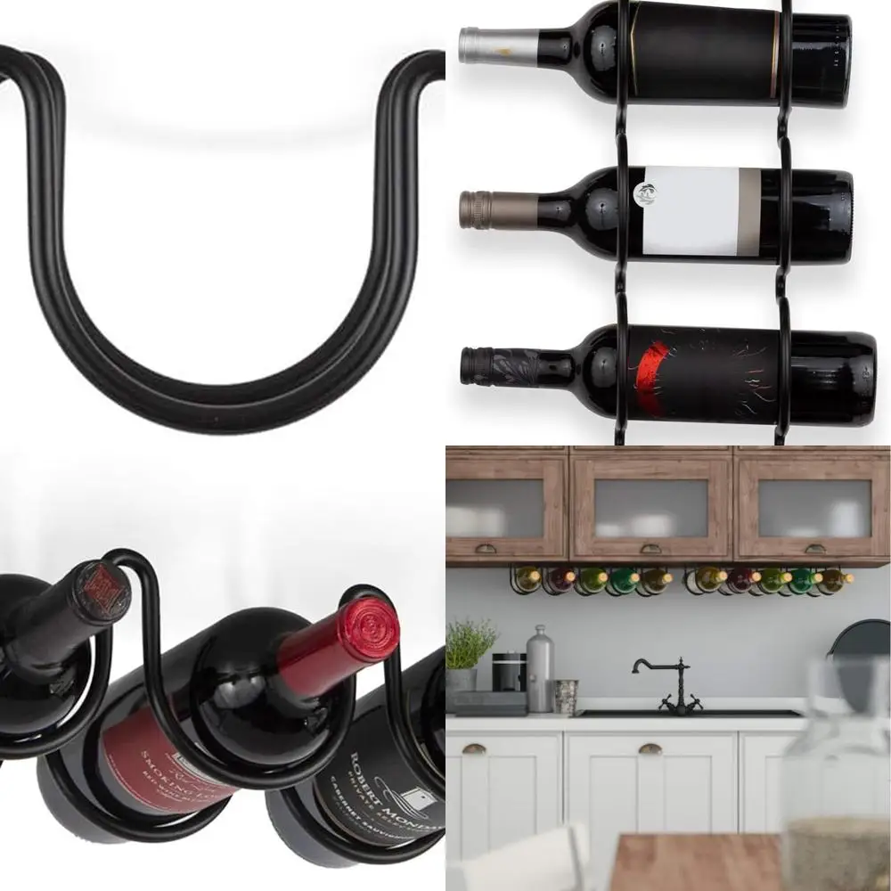 

Kitchen Cabinet Wine Rack Organizer for 5L Bottles, Black Metal Storage Solution