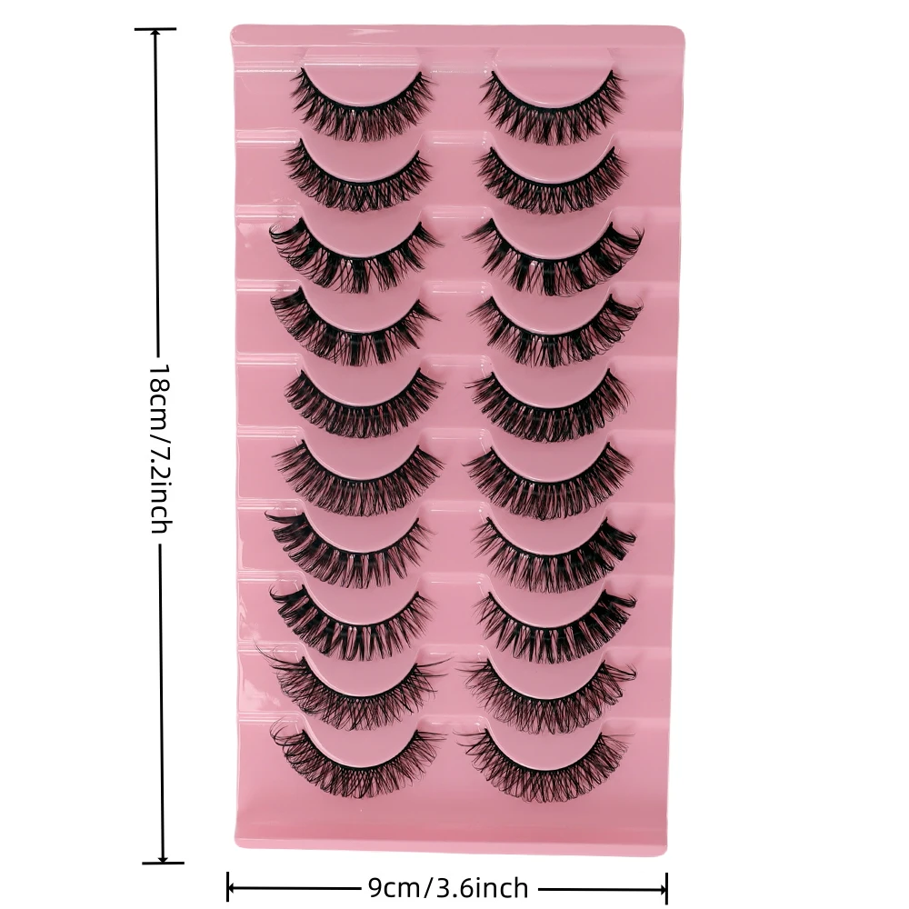 10 pairs of simulated Russian curly false eyelashes with large curvature and curled three-dimensional false eyelashes