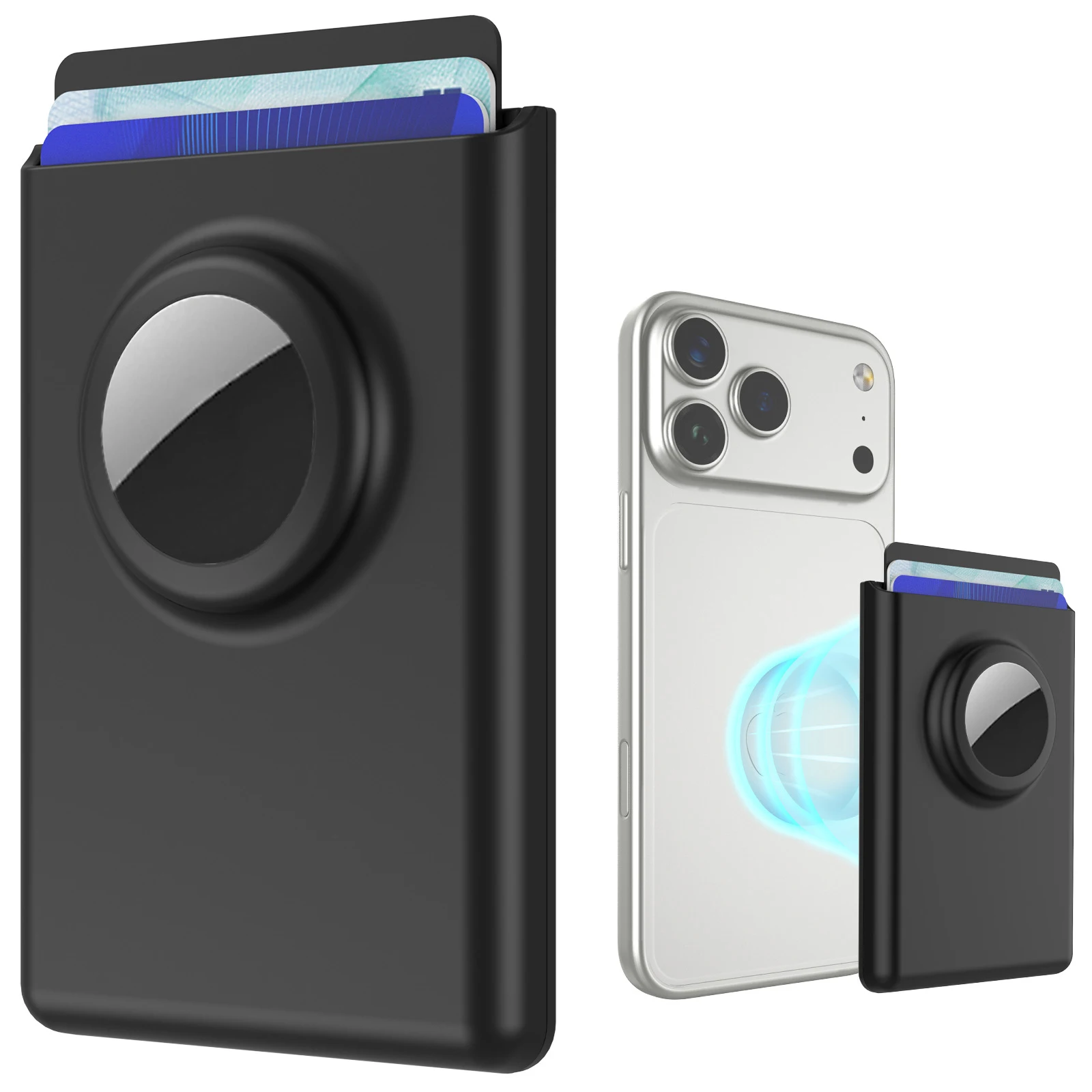 Magnetic Wallet with Anti-Loss Tracking Slot Compatible with AirTag Holder​ for iPhone 12-17Series Phone Magnetic Card Holder​