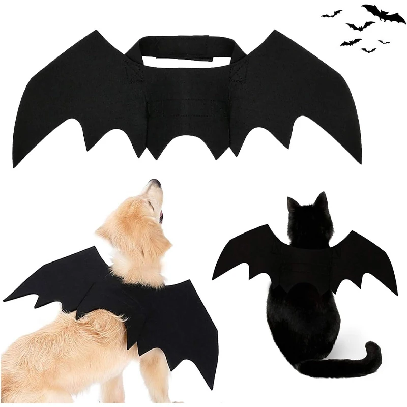 Halloween Bat Wing Costume for Pets, Puppy Collar Leads Cosplay Bat Costume, Halloween Party Decoration