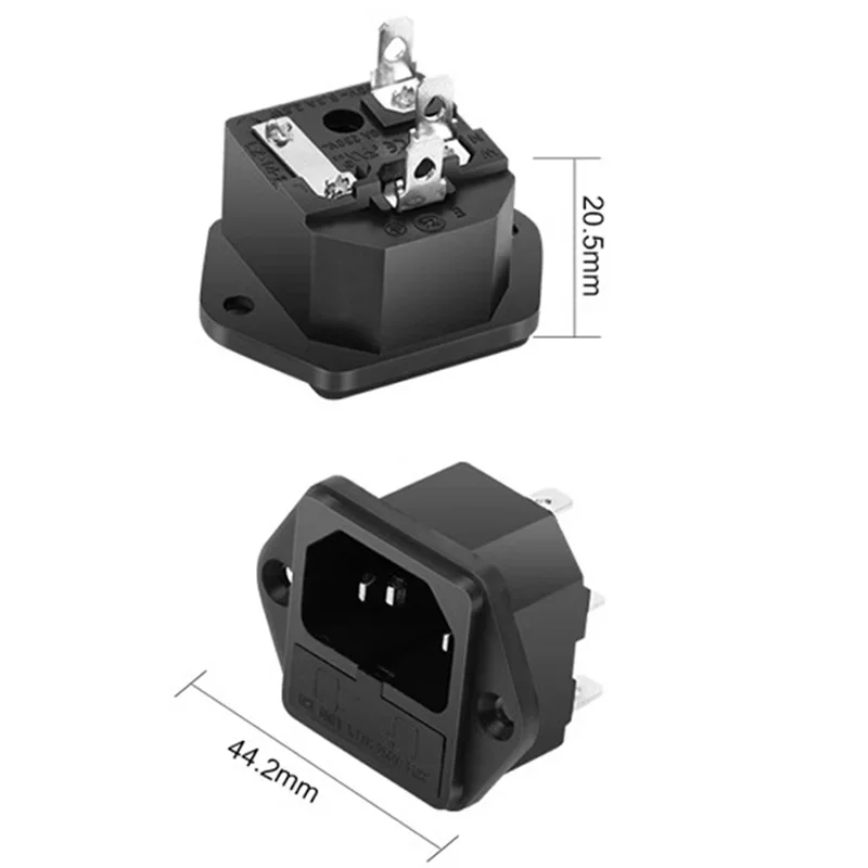 5PCS 10A250V LZ-14-F1-3P 3 Pins Panel Mounted Plug Connector lEC320 C14 AC Electrical Inlet Module Power Socket With 5x20mm Fuse