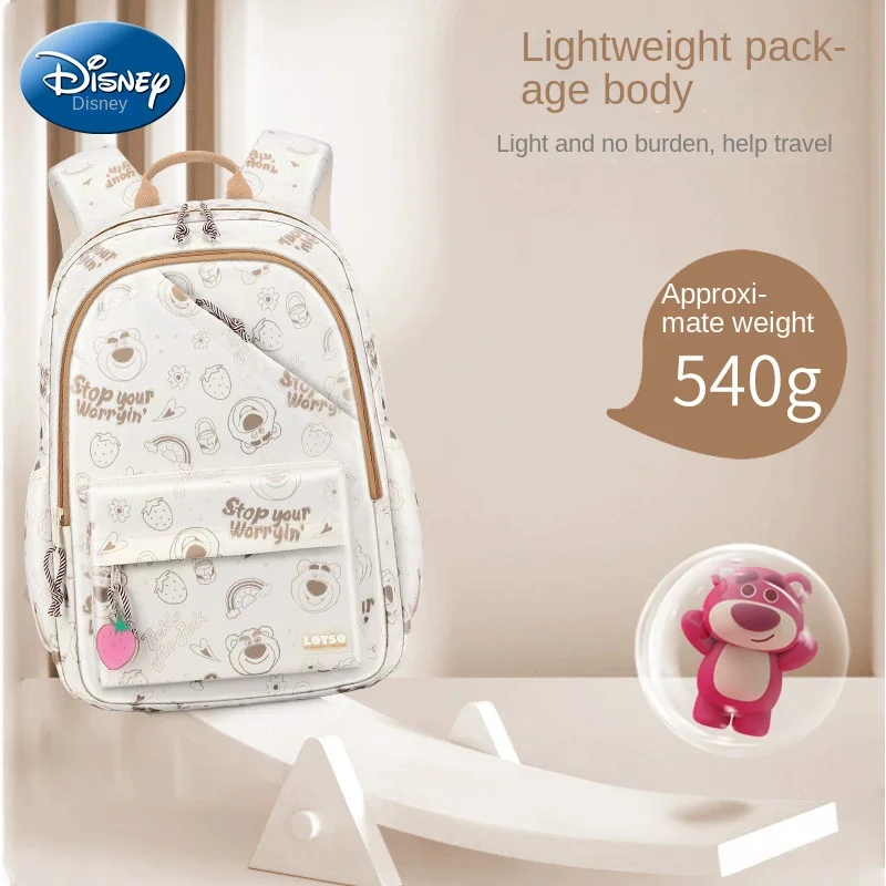 Disney Lotso Leisure Girl School Bag Grade 1-4 Primary Student Shoulder Orthopedic Backpack Large Capacity Light Mochilas
