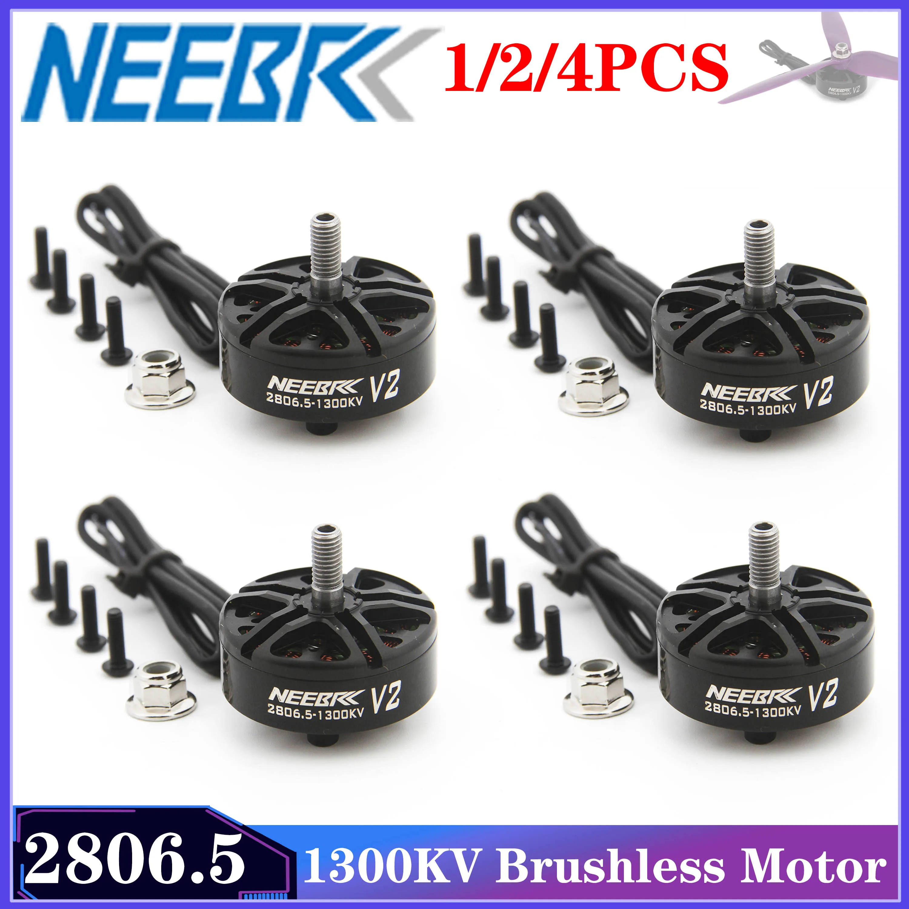 

1/2/4 шт. NEEBRC 2806.5 1300KV V2 Outrunner бесщеточный двигатель 3-6S для RC FPV Drone с неподвижным крылом APEX Mark4 Mark5 7040 пропеллеры
