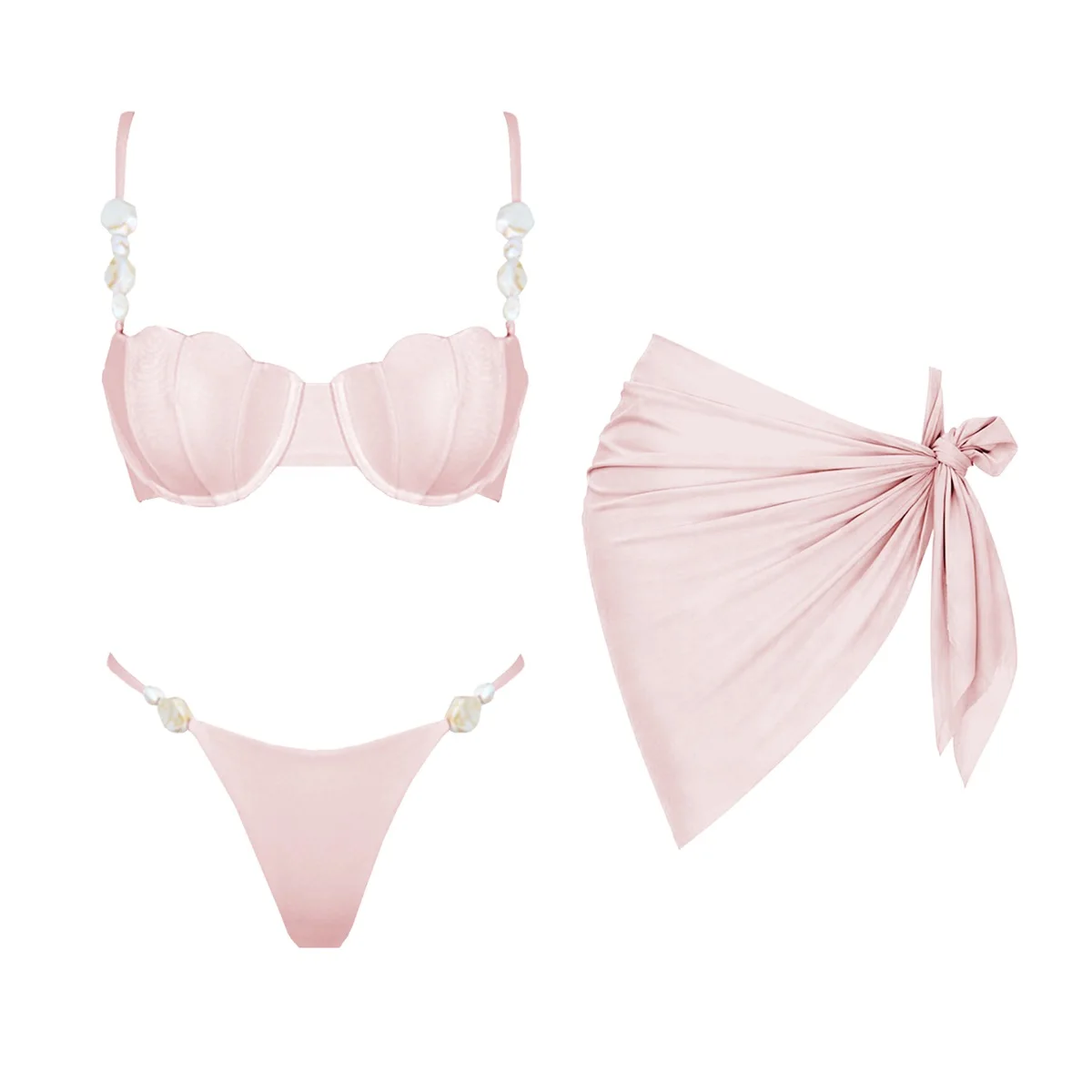 Push Up 3Pcs Sexy Bikini Set Women Swimsuit 2026 Swimwear Brazilian Biquini Micro Bikinis Shiny Swim Suit Bathingsuit Beachwear