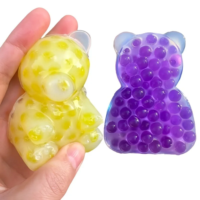 スクイーズリトルベア ニキビを絞るフィジェットトイ ウェットソフトキュートアニマル減圧玩具 クリエイティブキュート抗ストレスギフトいたずらおもちゃ