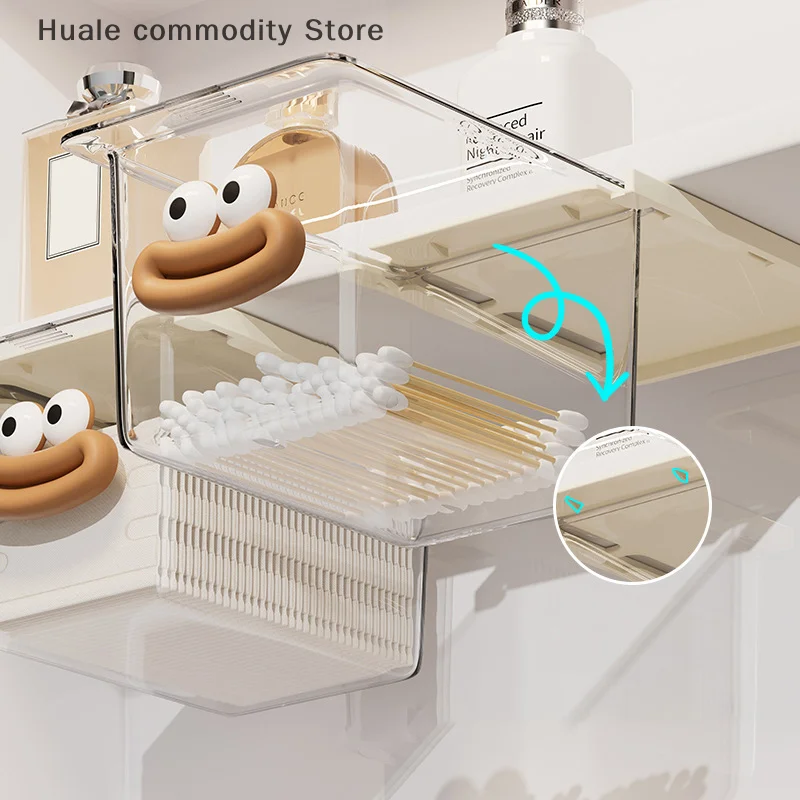 منظم درج خزانة تحت المرآة، خزانة حمام بسيطة وشفافة، مسحات قطنية لمستحضرات التجميل، صندوق تخزين الرف #5