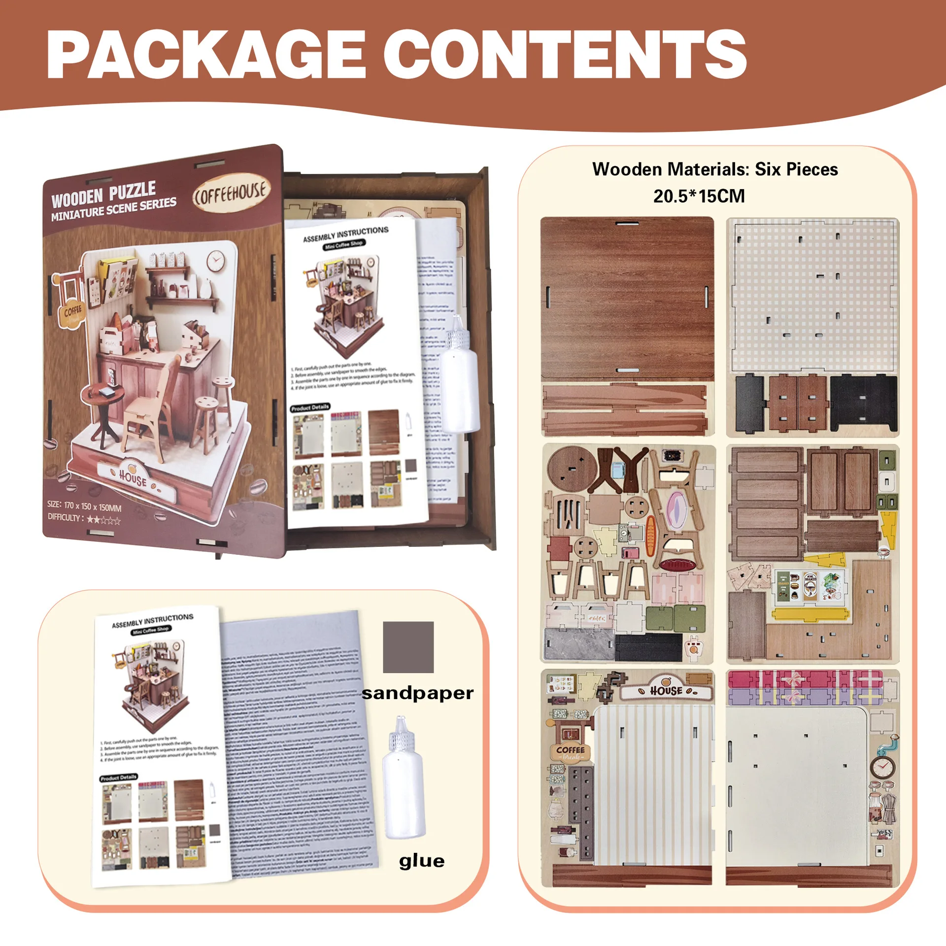 DIY Mini-Kaffeehaus aus Holz, 3D-Puzzle – 3D-Montage-Puppenhaus, festliches Geschenk, Bastelspielzeug für Heimdekoration und kreatives Hobby