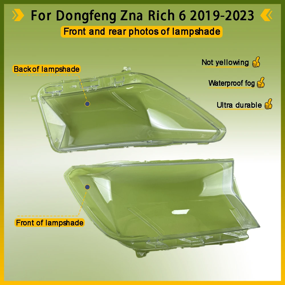 For Dongfeng Zna Rich 6 2019 - 2023 Head Lamp Light Case Headlights Shell Mask Transparent Cover Lampshdade Headlamp Shell Glass
