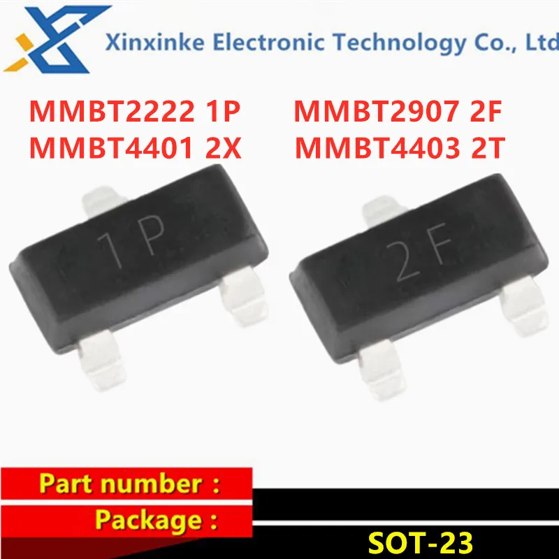 100PCS MMBT4401/4403 2X 2T NPN 40V 0.6A SMD Transistor SOT-23 2N2222A MMBT2222A 1P MMBT2907A 2F