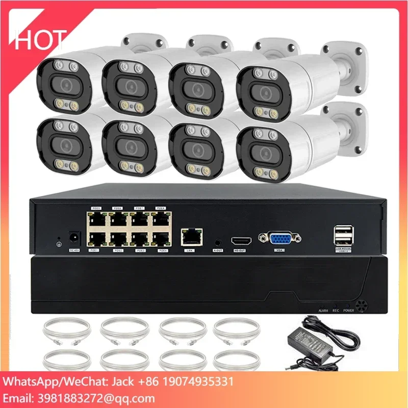 Лидер продаж TSEYE 4MP POE IP-видеокамера CCTV POE NVR Kit 8CH Красочные водонепроницаемые уличные камеры ночного видения Bullet