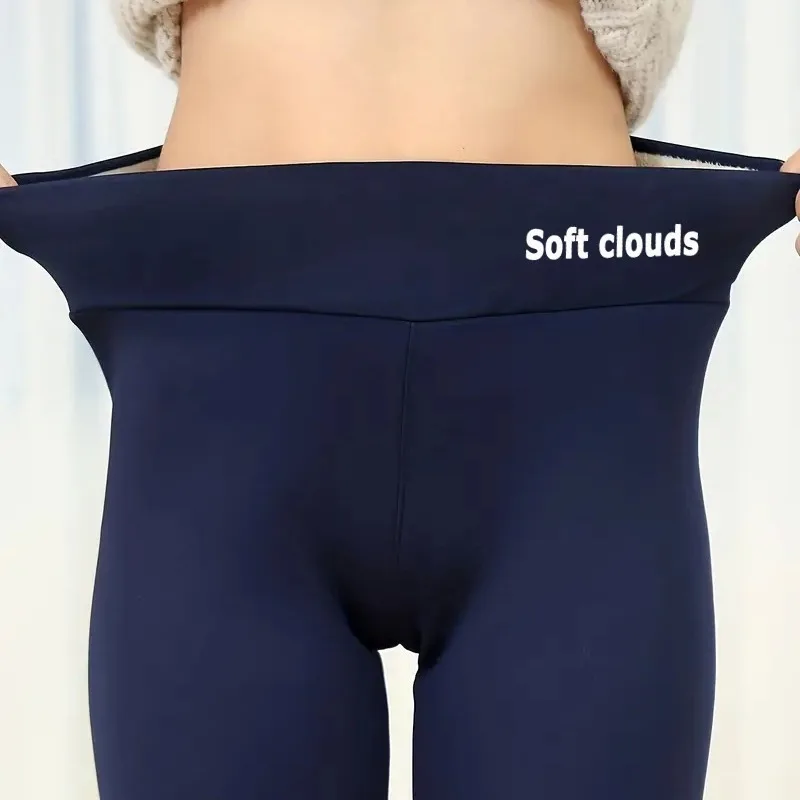 

Winter Women Leggings Solid Warm Leggings Thicken Lambwool Hight Waist Fleece Keep Butt Lift High Stretchy Pocket Walking Pants