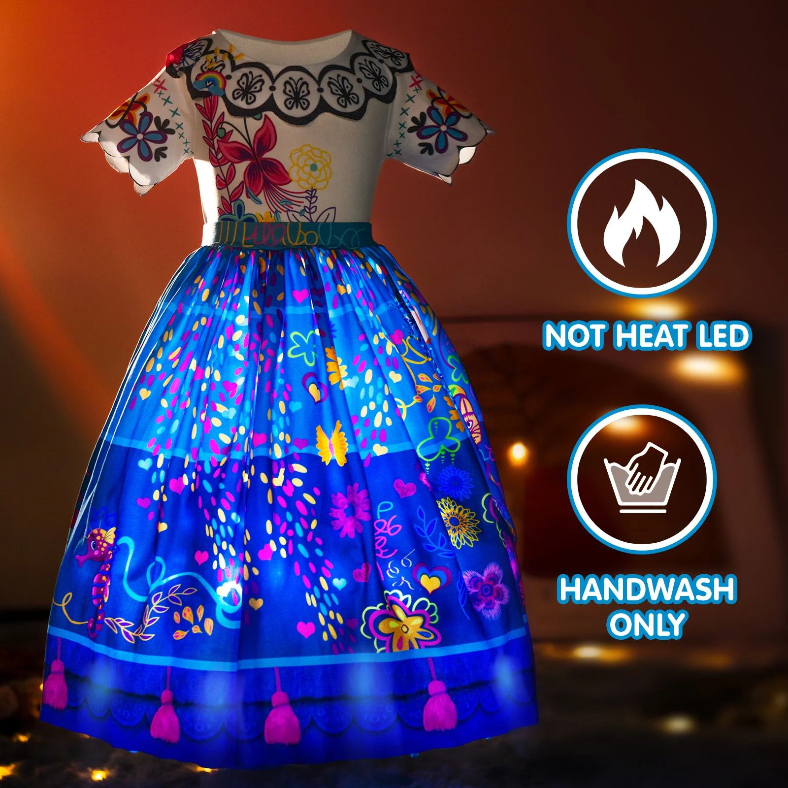 Uporpor Encanto Mirabel Princess LED Light Up Dress for Girls Cosplay Isabela Christmas Birthday Party Carnival Evening Dresses