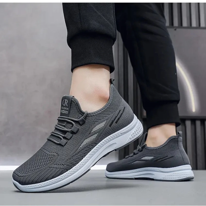

Casual Sports Shoes for Men Round-toed Color-matched Soft-soled Comfortable Mesh Breathable Laced Simple Durable Running Shoes