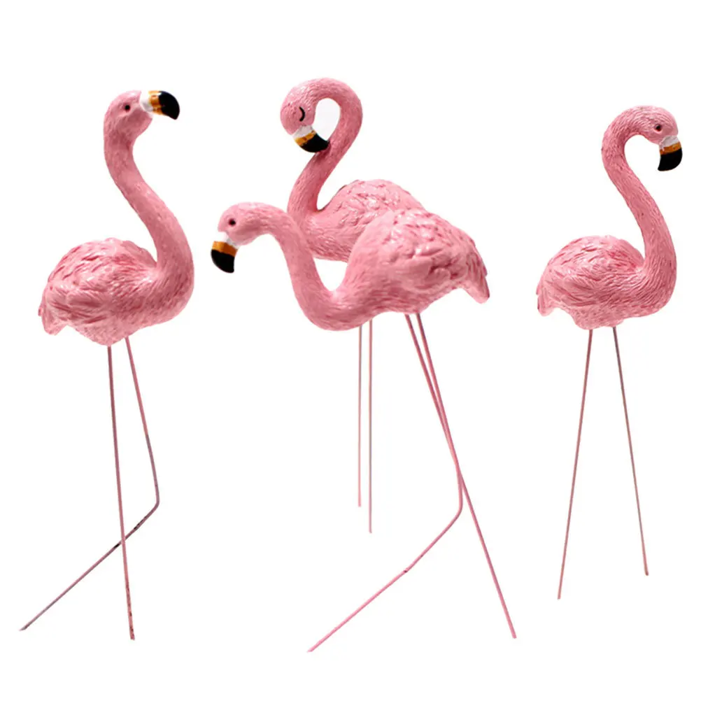 

4Pcs Flamingo Decor Resin Lawn Garden Ornament for Outdoor Yard Potted Plant Micro Landscape Decoration Miniature Bonsai