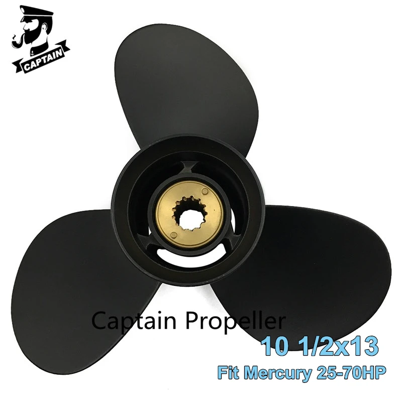 

Captain Outboard Propeller 10 1/2x13 Fit Mercury Engines 25 30 40 45 48 50 55 60 70 HP 13 Tooth Spline RH 3 Blades 48-816704A45