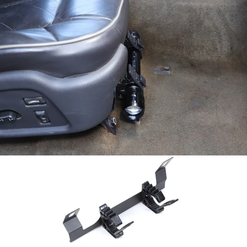 

For Hummer H3 2005-2009 Aluminum Alloy Black Car Under Seat Flashlight Holder Bracket Interior Car Accessories
