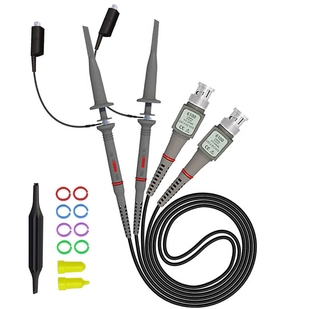 1pc P6100 Oscilloscope Probe Kit DC-100MHz Clamp Probe Adjustable Attenuation Slide Switch For Digital Virtual Oscilloscopes