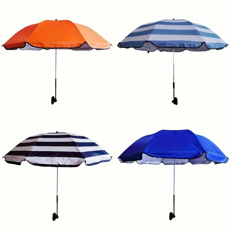 1 Piece Waterproof Beach Chair Umbrella with Universal Clamp, 360° Rotation Portable All-Season Golf Umbrella image 5