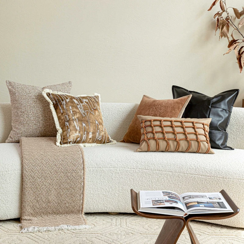 

30X50/45X45/50X50CM Homestay Throw Pillow Cover Elegant Texture Stamping Waist Cushion Cover Decor Home Decorative Pillowcase