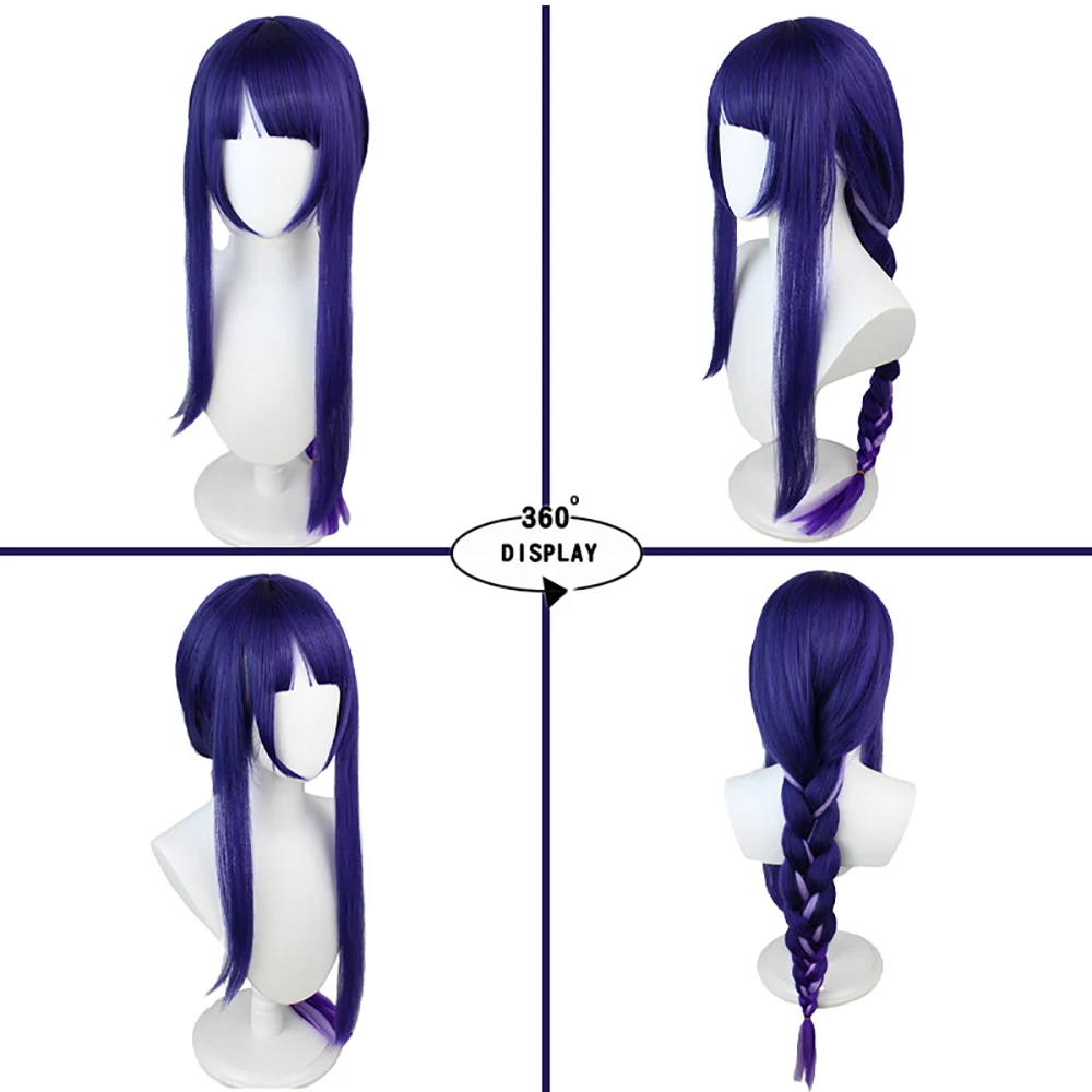 Lightning General Cosplay Synthetic Hair 35-Inch Purple Gradient Highlighted Braid, Halloween Daily Party Comic Show Wig