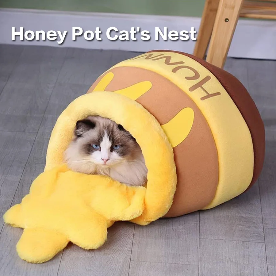 

Pet supplies autumn and winter sleeping cat warm honey pot factory wholesale cross-border sponge velvet cat nest