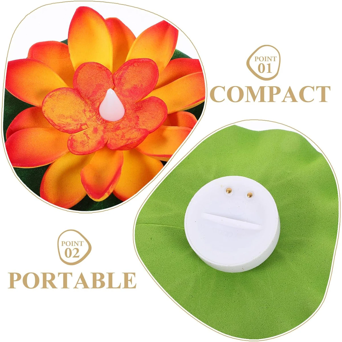 15 / 10cm Diwali Floating induction Lotus Light LED rose bleu violet orange blanc batterie alimenté fleur imperméable à l'eau