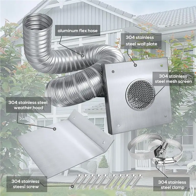 Fresh Pellet Stove Fresh Air Intake Kit 2X60inch Outside Cold Air Kit For Pellet Stove Pipe Aluminum Flex Vent Pipe For Stove