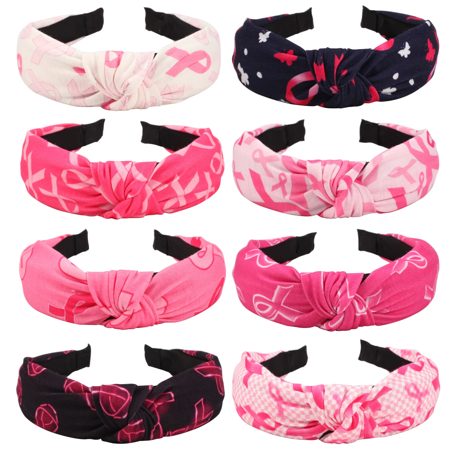 Cancer Awareness Printed Knotted Hair Hoop Headbands for Women