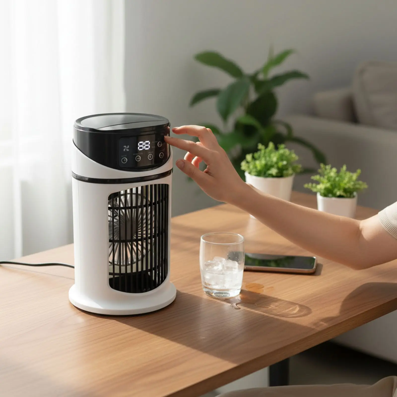 Aria condizionata 5 in 1 Ventola da tavolo Raffreddamento con cubetti di ghiaccio d'acqua per uso domestico Condizionatore d'aria multifunzionale 5 in 1