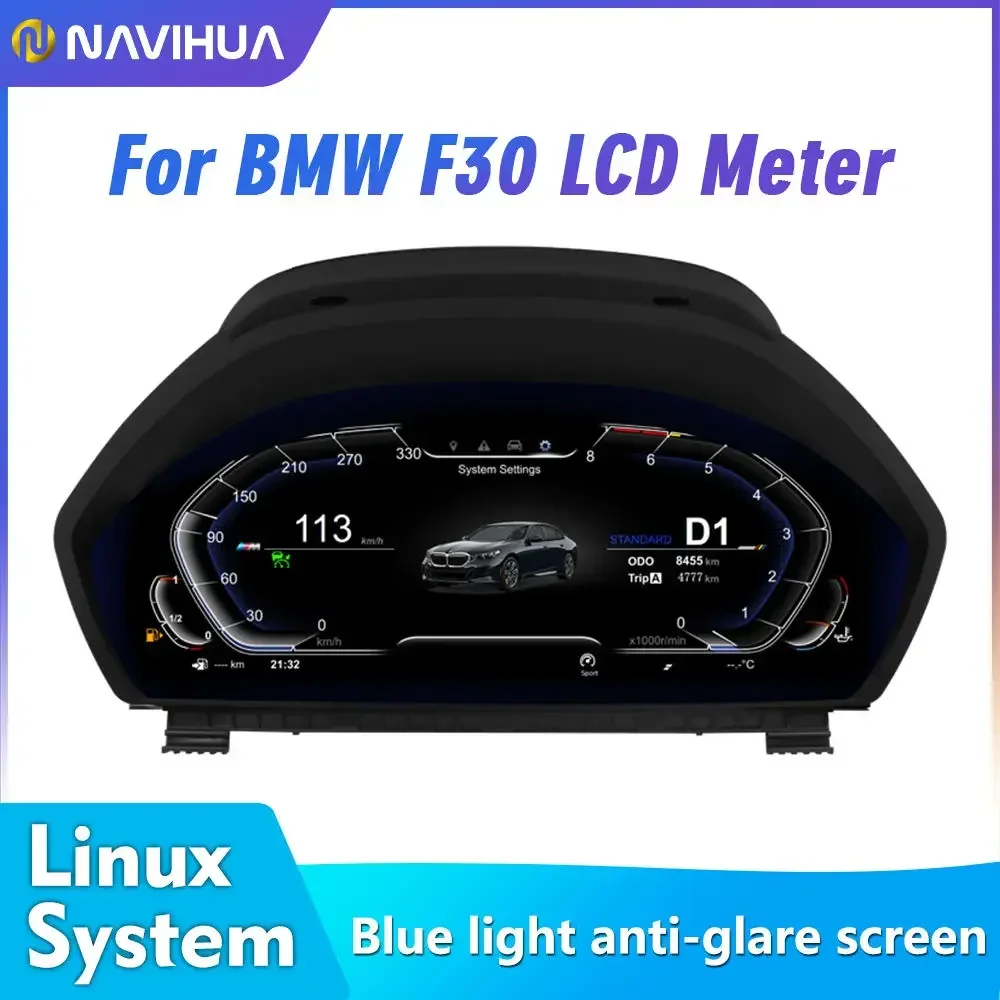 Navihua 12.3 بوصة عرض السيارة الرقمية العنقودية LCD لوحة القيادة نظام لينكس لسيارات BMW 3 Series F30/F31 GT-F34 4 Series F32/F33/F36