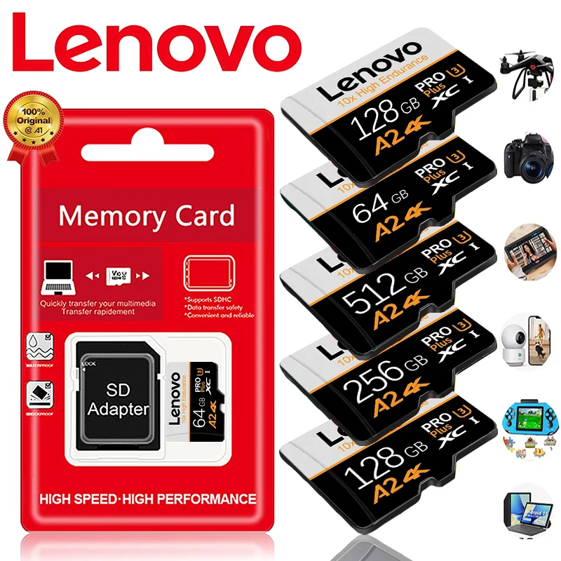 Lenovo Original de Alta Velocidad U1 A1 Clase 10 Micro TF/SDHC/SDXC 16GB 512GB 256GB 128GB 32GB 64GB 16GB para Cámara GoPro DJI SD Flash
