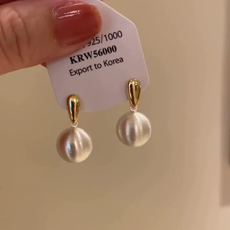 Stylish Gold & Silver Brushed Ball Pendant Earrings for Women