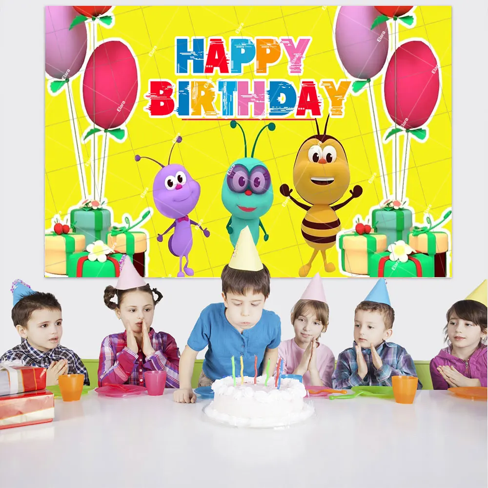 Cartoon Bichi Kid's 1st Birthday Party Decoration Baby Shower Ant Friends Insect Customized Background Banner Photo Shoot Props