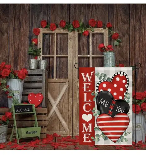 Crowned Beauty Valentine's Day Garden Flag 12x18inch Love Heart Welcome Decore 840011630892